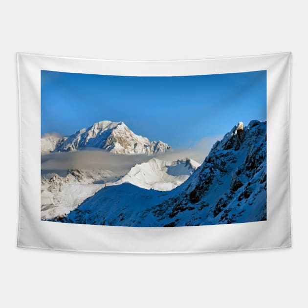 Mont Blanc from Les Arcs French Alps France Tapestry by AndyEvansPhotos