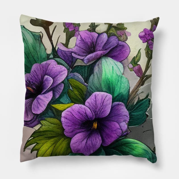 Purple Flowers Pillow by Mixtgifts