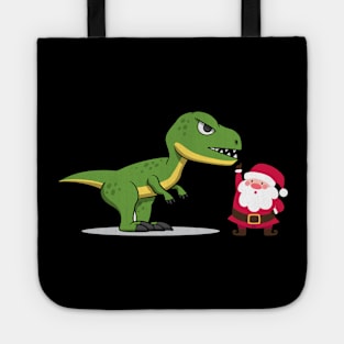 Funny santa dino t rex christmas gift idea Tote