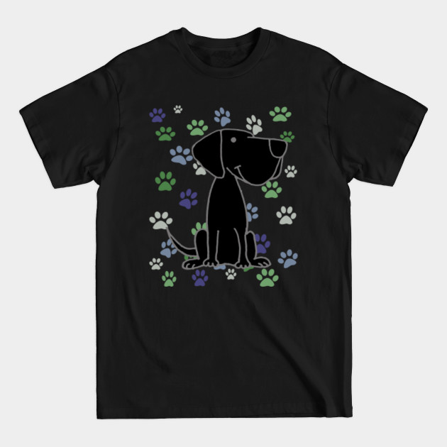 Disover Funny Black Labrador Retriever Dog and Paw Prints Pattern - Yellow Lab - T-Shirt