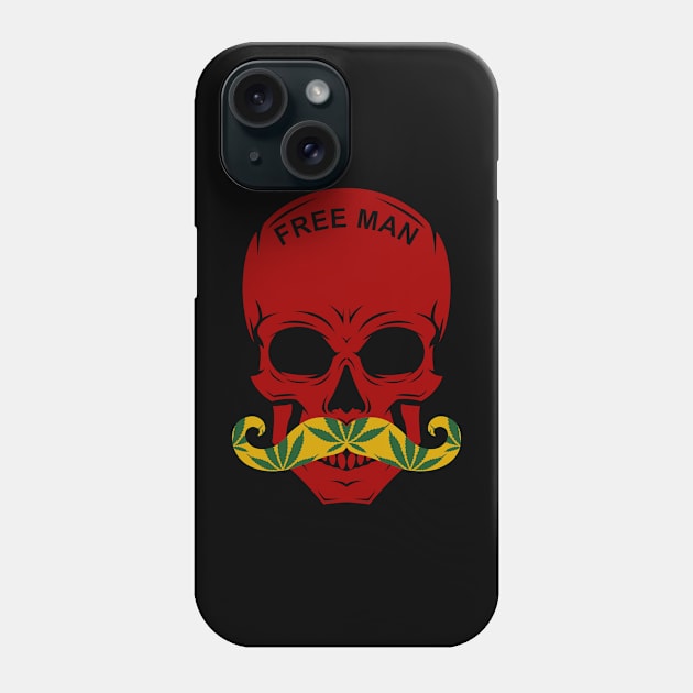 Rastafari skull illustration with cannabis Phone Case by blackdesain99