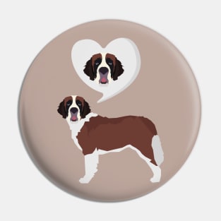 Saint Bernard Dog with Valentine Heart Theme Pin