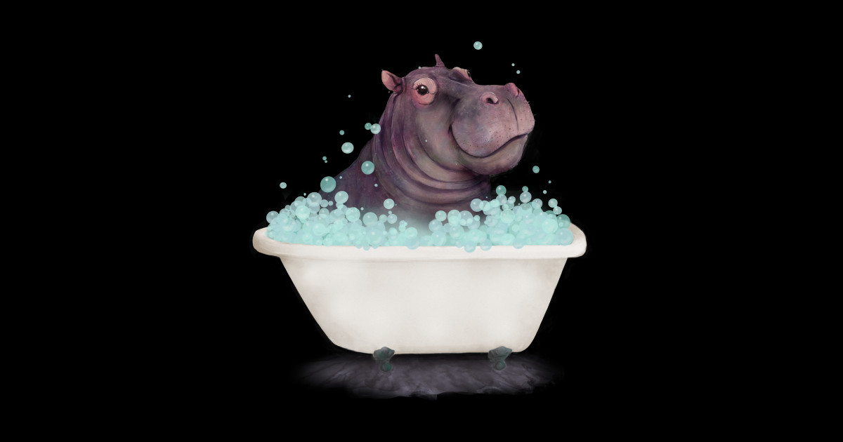 Hippo in the Bathtub Hippo Posters and Art Prints TeePublic
