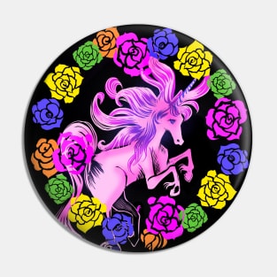 Rainbow Rose Magical Unicorn Pin