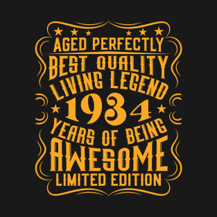 Retro Vintage 1934 Birthday Anniversary Gift Living Legend T-Shirt