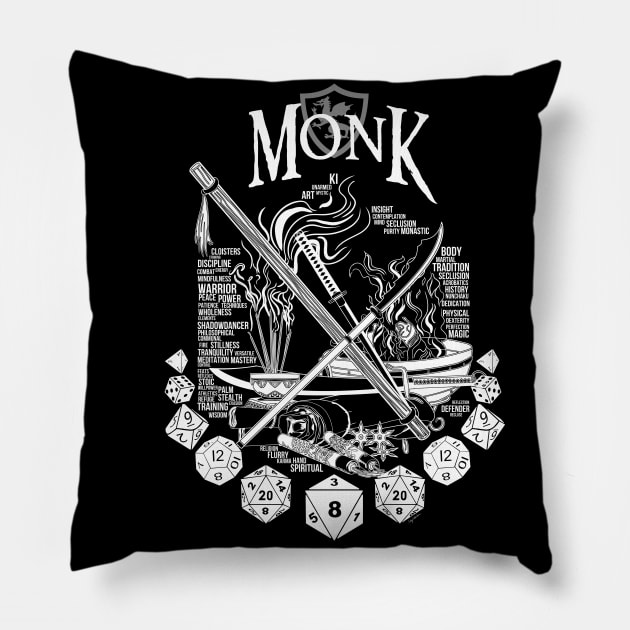 RPG Class Series: Monk - White Version Pillow by Milmino