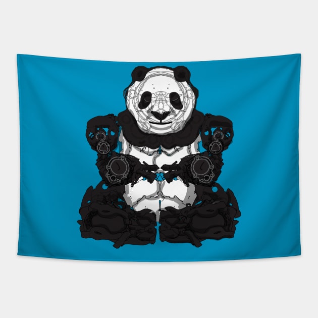 Mecha Panda Meditating Tapestry by huwagpobjj