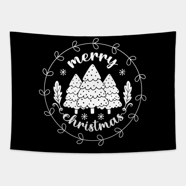 Merry Christmas-Xmas Tree-Christmas T-Shirts funny Tapestry by GoodyBroCrafts
