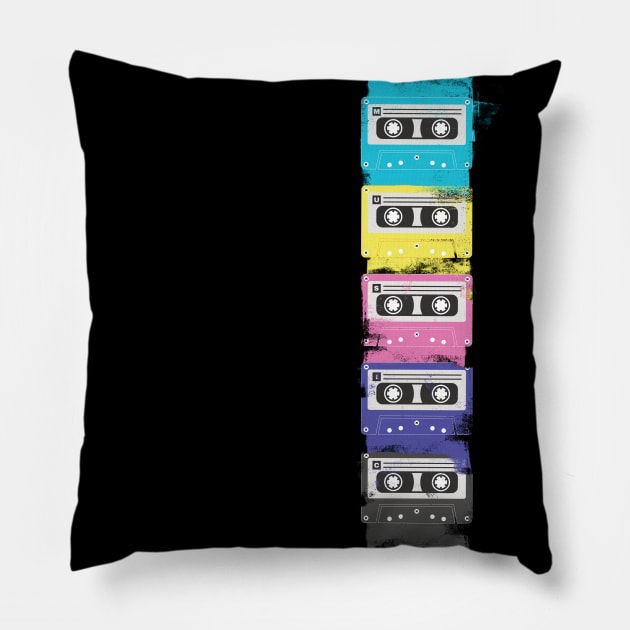 Retro Music Cassettes - A Nostalgic Journey Pillow by InnerYou