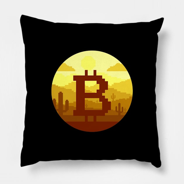 bitcoin pixel Pillow by spoilerinc