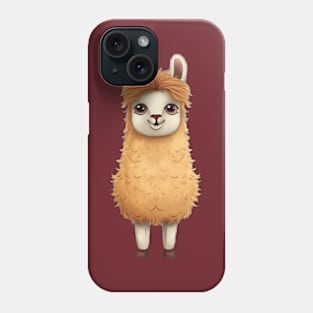 Cute Cartoon Golden Brown Baby Llama Illustration Phone Case