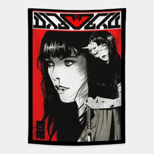 Japanese Samurai Girl Cyberpunk Style Tapestry