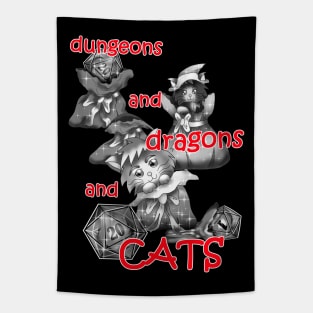 Dungeons and dragons grey kittens with D20 dice Tapestry