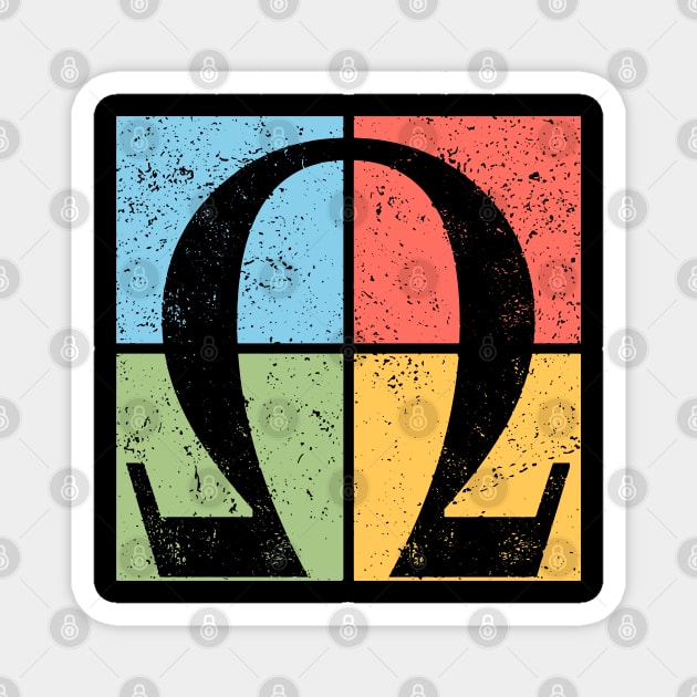 Omega Pop Art Design - Greek Letter Retro Artwork Magnet by TuncGK