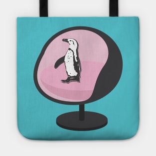 African Penguin Sitting on a Pink Egg Chair Tote