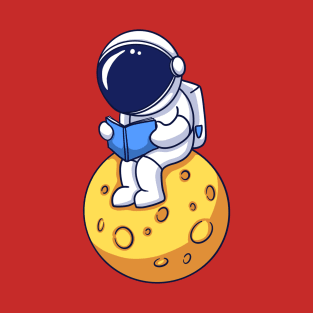 Astronaut Reading a Book on the Moon T-Shirt