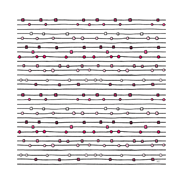 Geometric Line Art Pattern - Horizontal Pink by monitdesign