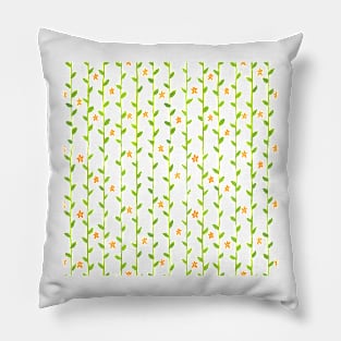 Watercolor Floral Vines Pattern - Orange & Green Pillow