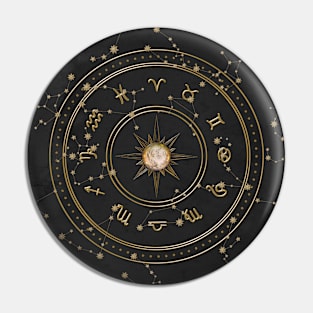 Zodiac sign in black and gold Pin