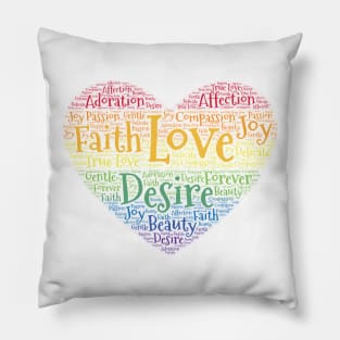 LGBTQ Pride Word Cloud Art Heart Pillow