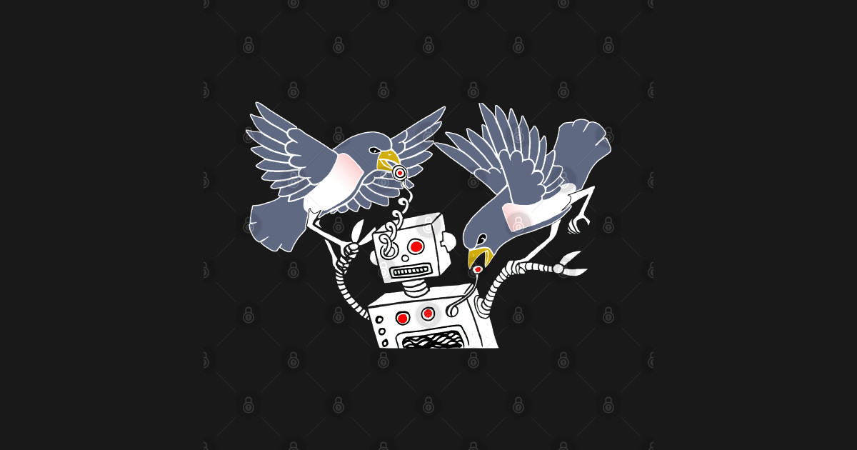 Bird vs. Robot Bird Vs Robot Sticker TeePublic