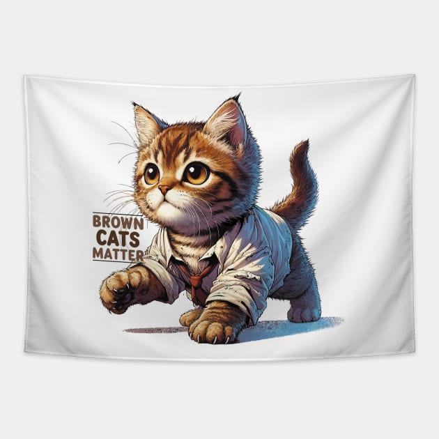 Purrfect Brown Tabby Cat Tapestry by aswIDN