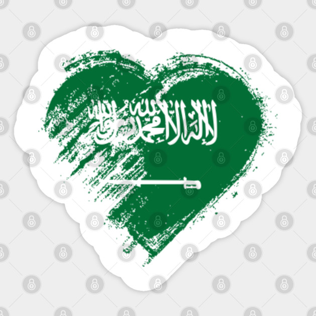Grungy I Love Saudi Arabia Heart Flag Saudi Arabia Sticker Teepublic
