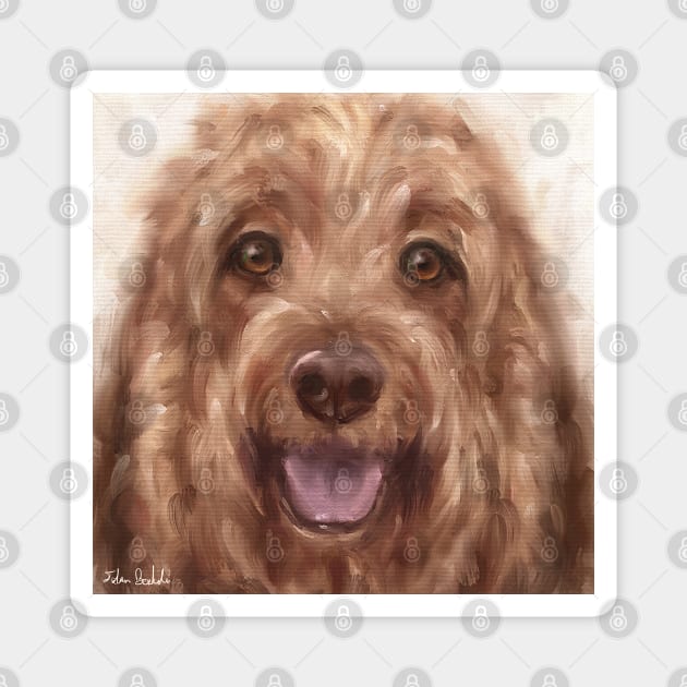 Oil Painting of a Cute and Furry Dog Smiling With Golden Hair Magnet by ibadishi