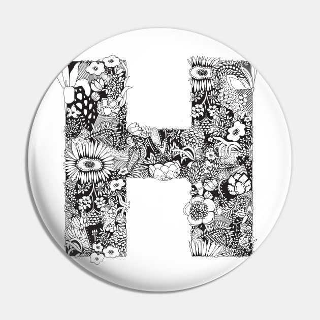 Floral Letter H Pin by HayleyLaurenDesign
