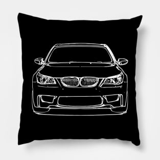 White E60 Car Sketch Art Pillow