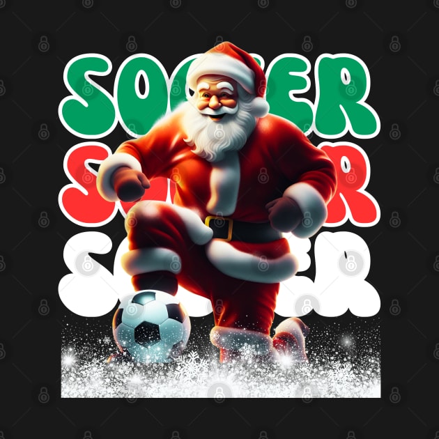 Santa Soccer Ball Sports Design- Christmas Soccer Player by click2print