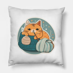 Cute Sleepy Little Kitty Cat Knitten Kitten Pillow