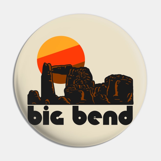 Retro Big Bend ))(( Tourist Souvenir National Park Design Pin by darklordpug