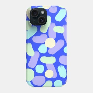 80’s/90’s Style Dots and Dashes Jelly Bean Abstract Pattern on a Vibrant Dark Blue Backdrop, made by EndlessEmporium Phone Case