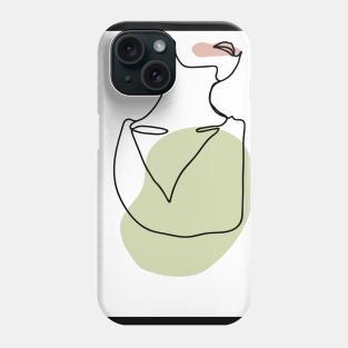 Minimal Line Drawing Woman Neck Phone Case