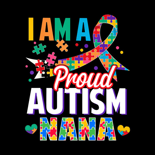 I Am A Proud Autism Nana Autism Awareness Ribbon by Red and Black Floral