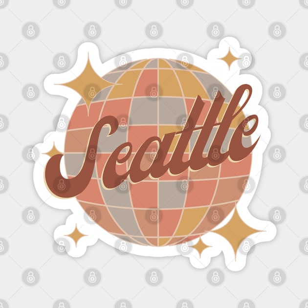 Seattle City Disco ball Retro Vintage Style Magnet by Bailamor