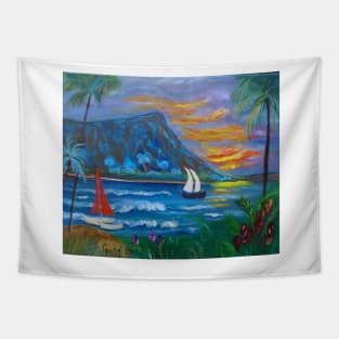 Sailing Around Diamond Head Tapestry