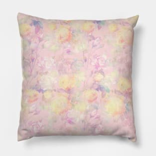 Magical Yellow White Roses Floral Pink Design Pillow