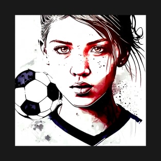 Soccer Girl Graffiti Art Splash Paint T-Shirt