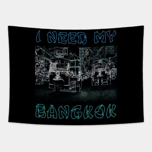 I Need My Bangkok - Tuk Tuks At Night - Abstract Illustration Tapestry