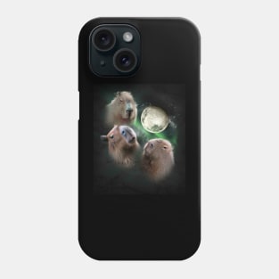 3 Three Capybara Moon, Wolf Wolves Howling Phone Case