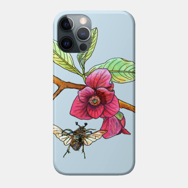 Pawpaw and Bumble Beetle - Nature Drawing - Phone Case
