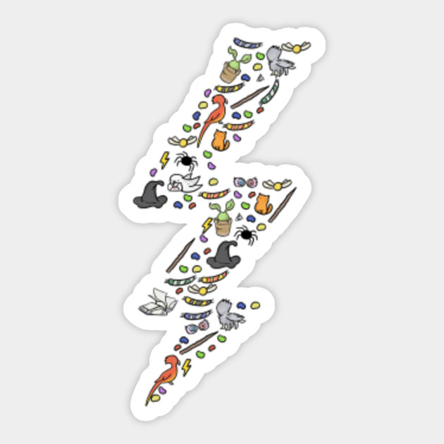 Doodle Lightning Pattern Harry Potter Graphic Sticker Teepublic