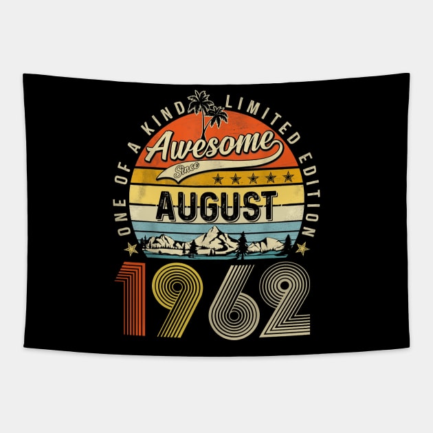 Awesome Since August 1962 Vintage 61st Birthday Tapestry by Centorinoruben.Butterfly
