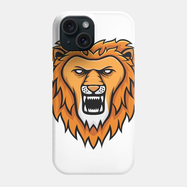 Lion vector illustration orange Phone Case by manjavacloth