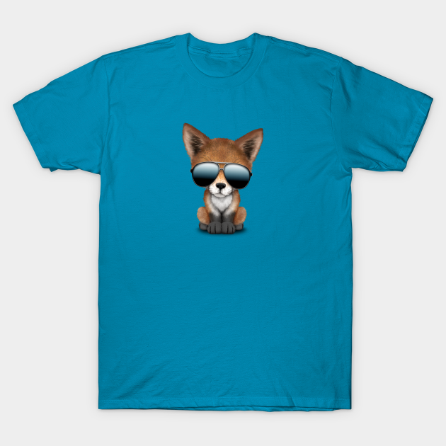 Cute Baby Red Fox Wearing Sunglasses - Fox - T-Shirt | TeePublic