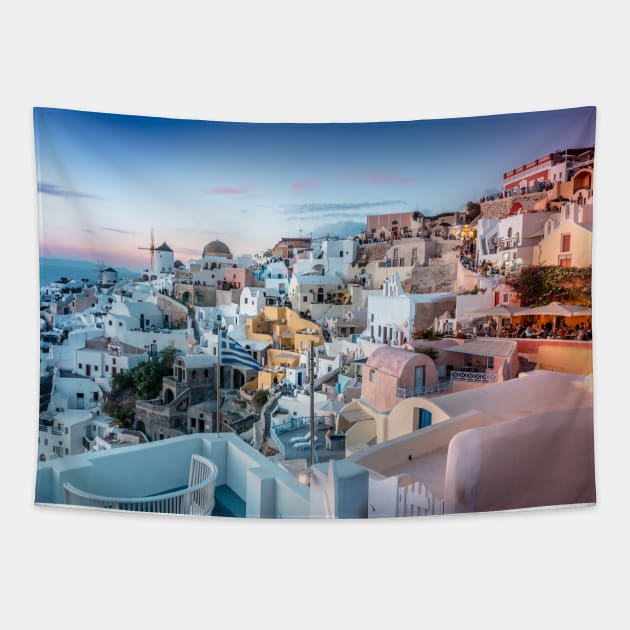 Santorini, Greece Tapestry by JC's Fitness Co.