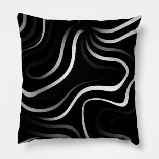 Monochrome Elegance: White Abstract Lines on Black Pillow