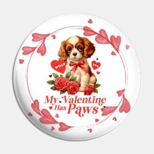 Illustration of Dog With Roses Vintage Style - Valentine's Day Art - Gift for Valentine's Day and Dog Lovers Pin